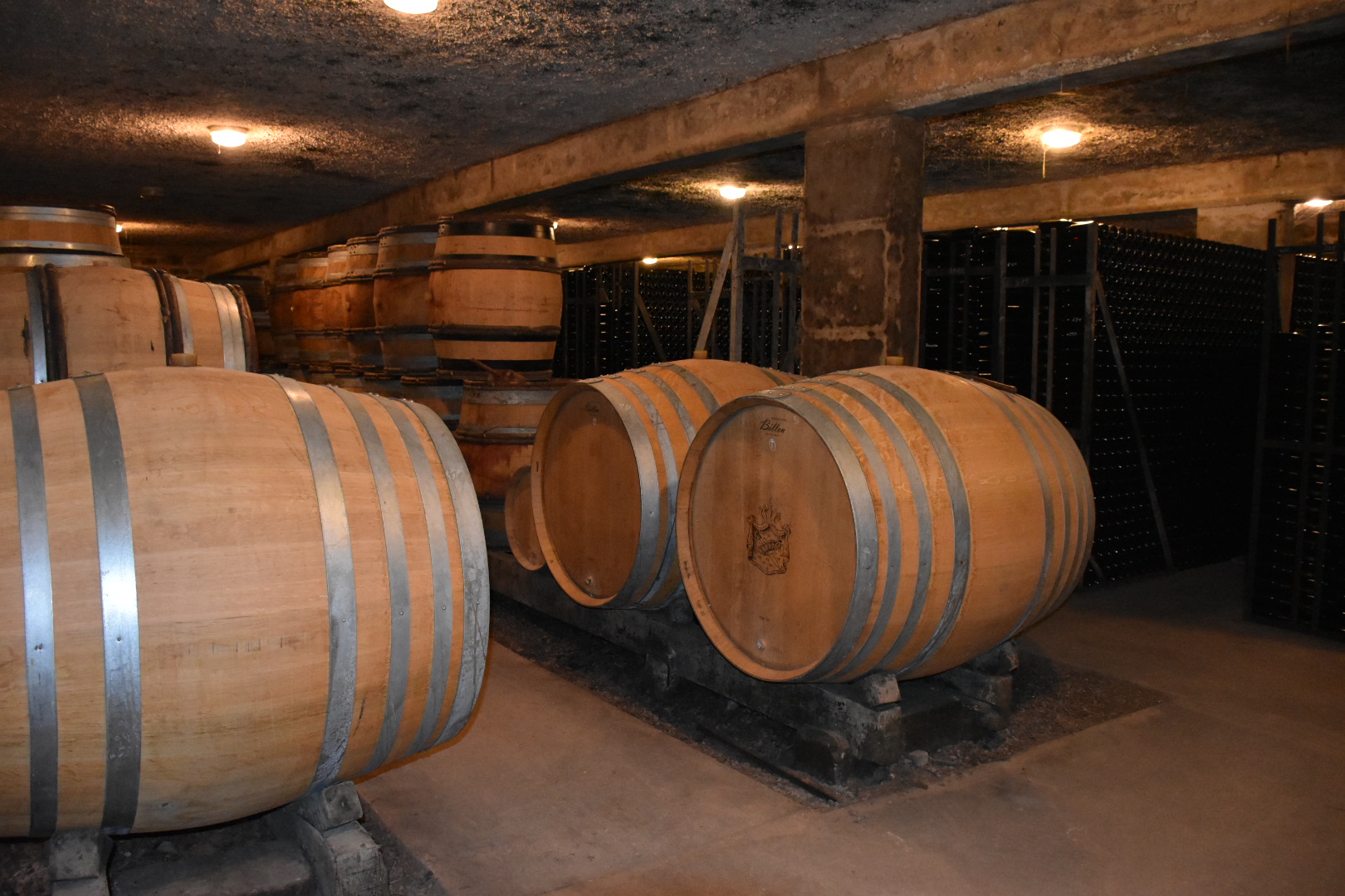 tonneaux à l'interieur de la cave
